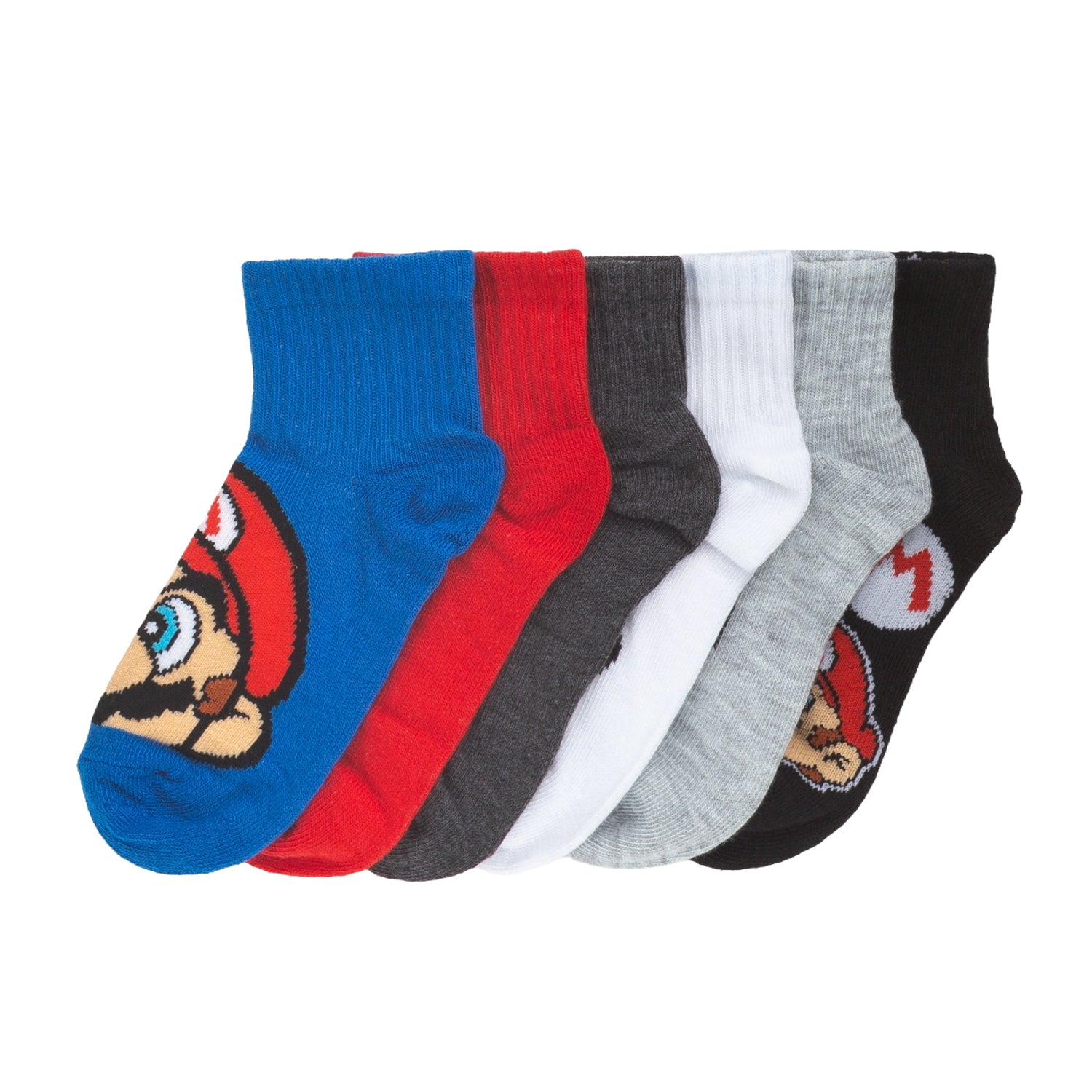 6 Pack Kids Ribbed Mario No Show