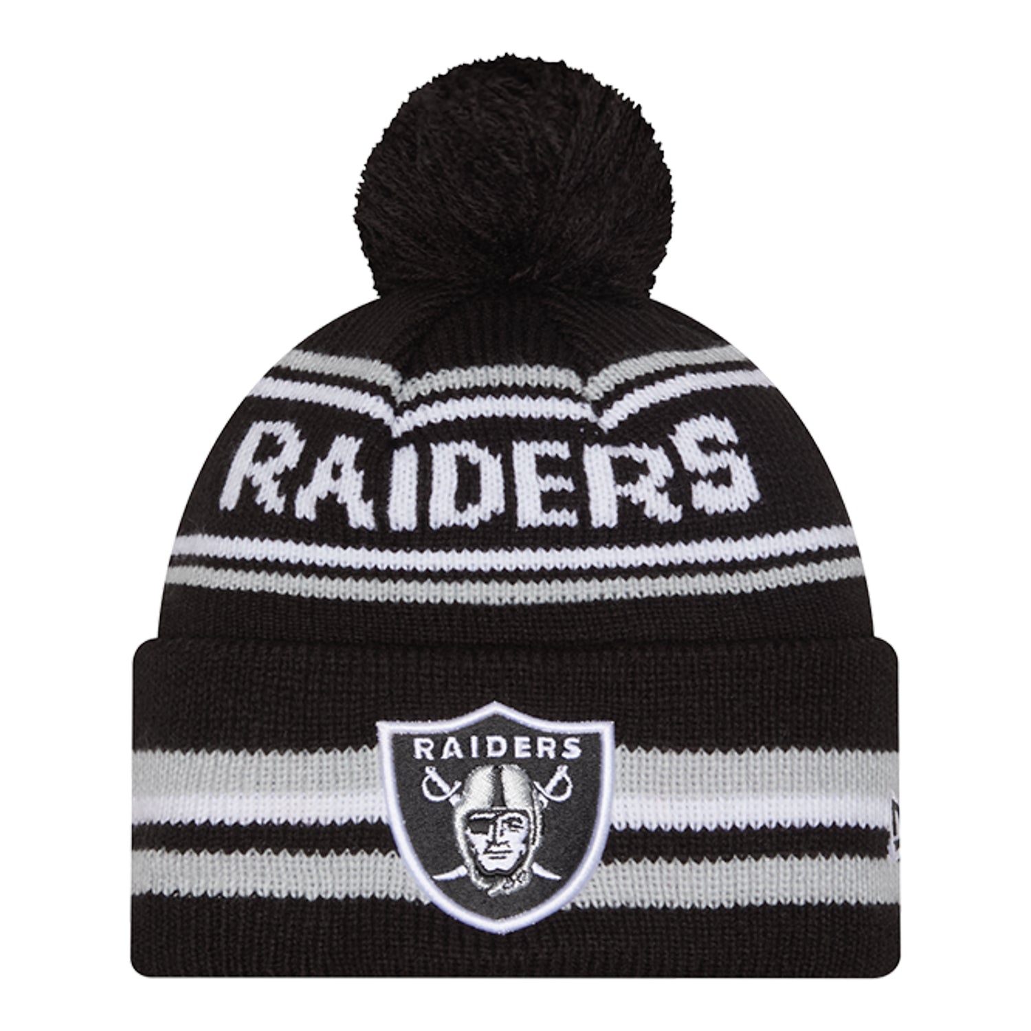 Raiders Knit Classic Stripe Pom Beanie