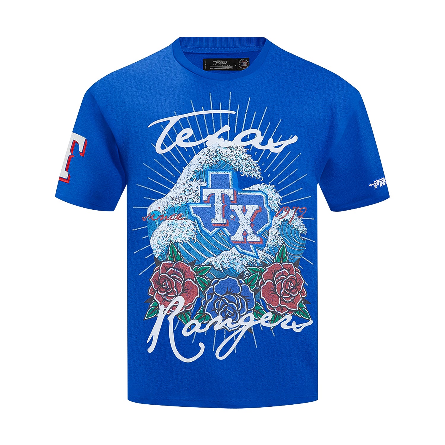 Texas Rangers Wave & Roses Tee -Mens
