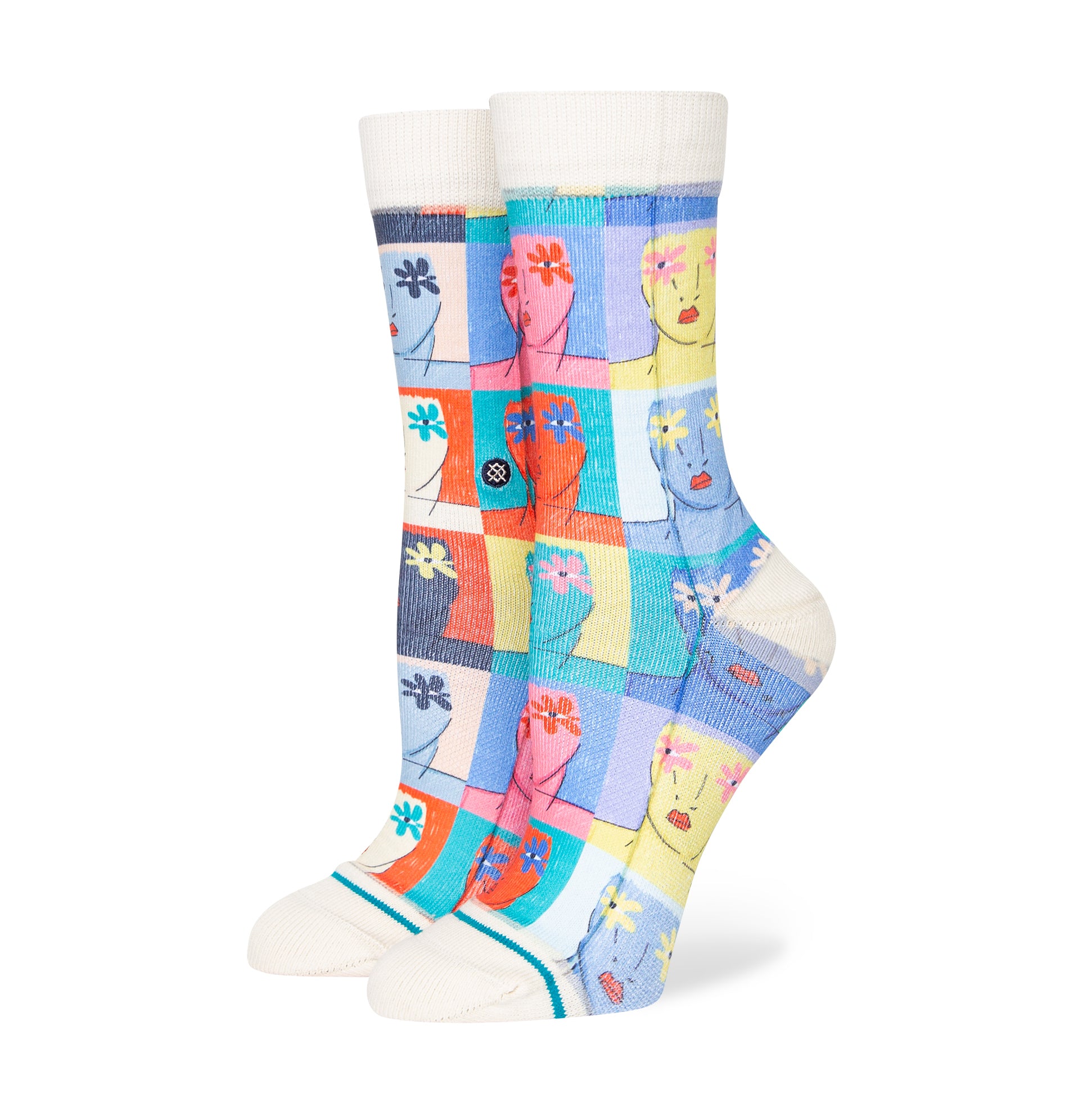 Womens Flower Faces Crew by Elena Forenza