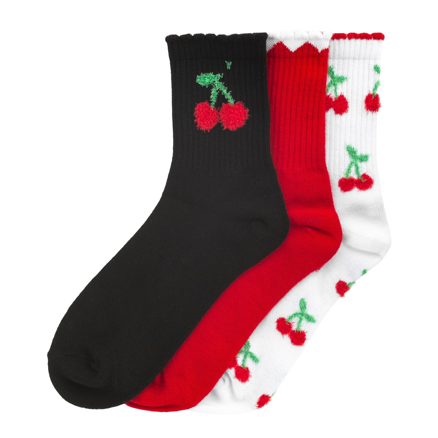 3 Pack Medium Fuzzy Scalloped Half Crew